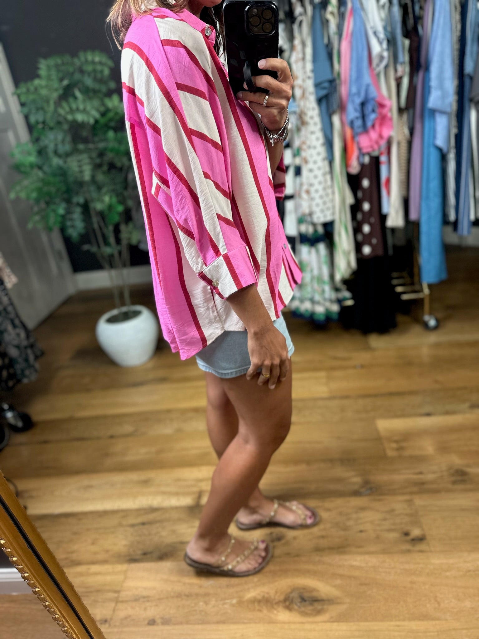 Trust The Process Button-Down Top-Short Sleeves-Entro-Anna Kaytes Boutique, Women's Fashion Boutique in Grinnell, Iowa