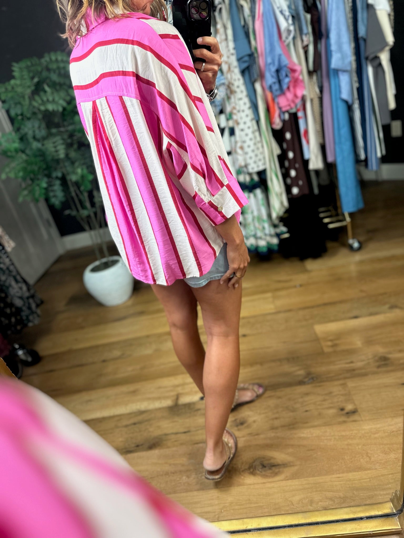 Trust The Process Button-Down Top-Short Sleeves-Entro-Anna Kaytes Boutique, Women's Fashion Boutique in Grinnell, Iowa