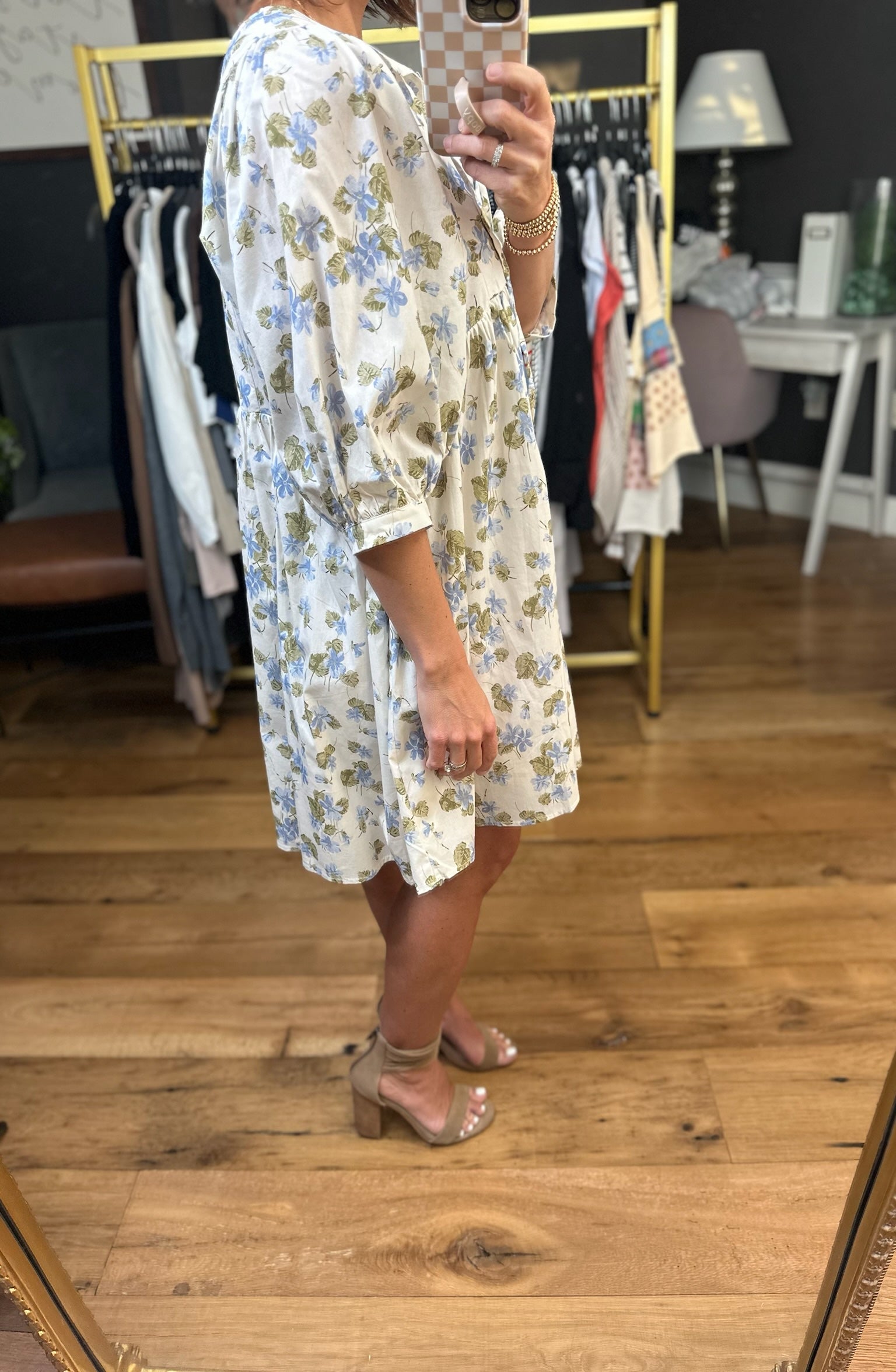 Make Me Believe Floral Dress - Blue/Ecru-Wishlist-Anna Kaytes Boutique, Women's Fashion Boutique in Grinnell, Iowa