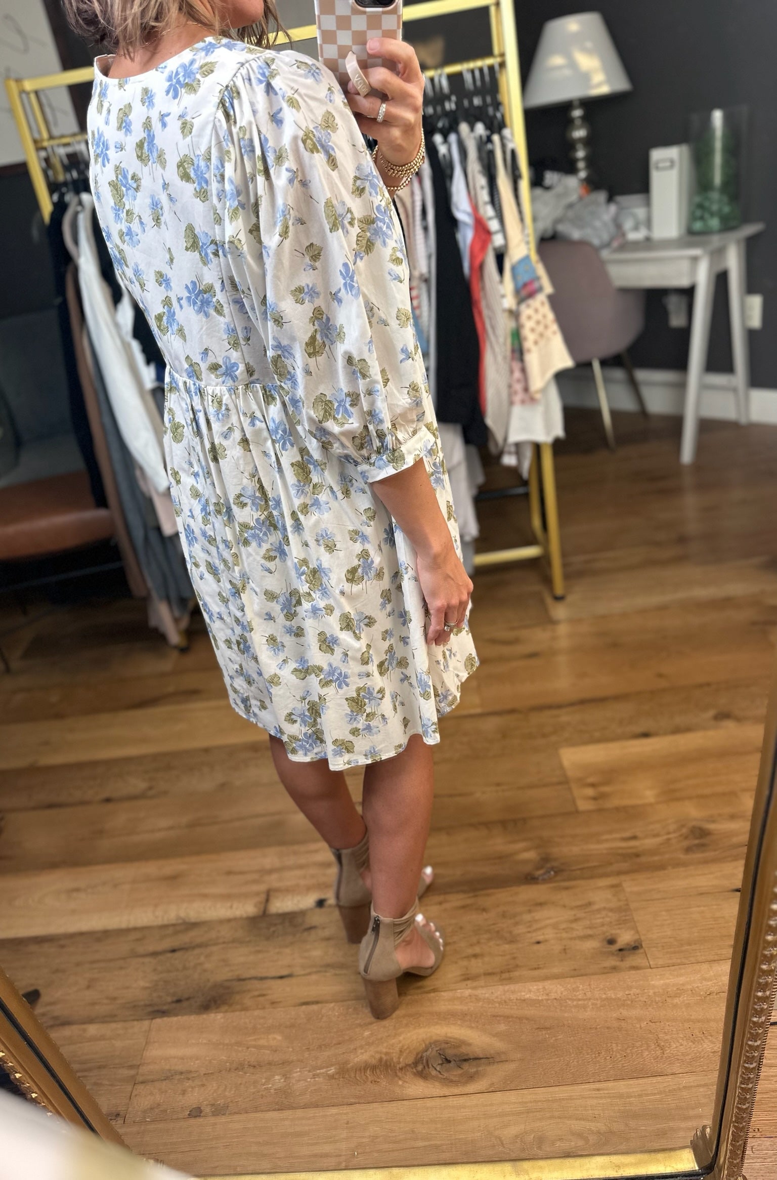 Make Me Believe Floral Dress - Blue/Ecru-Wishlist-Anna Kaytes Boutique, Women's Fashion Boutique in Grinnell, Iowa