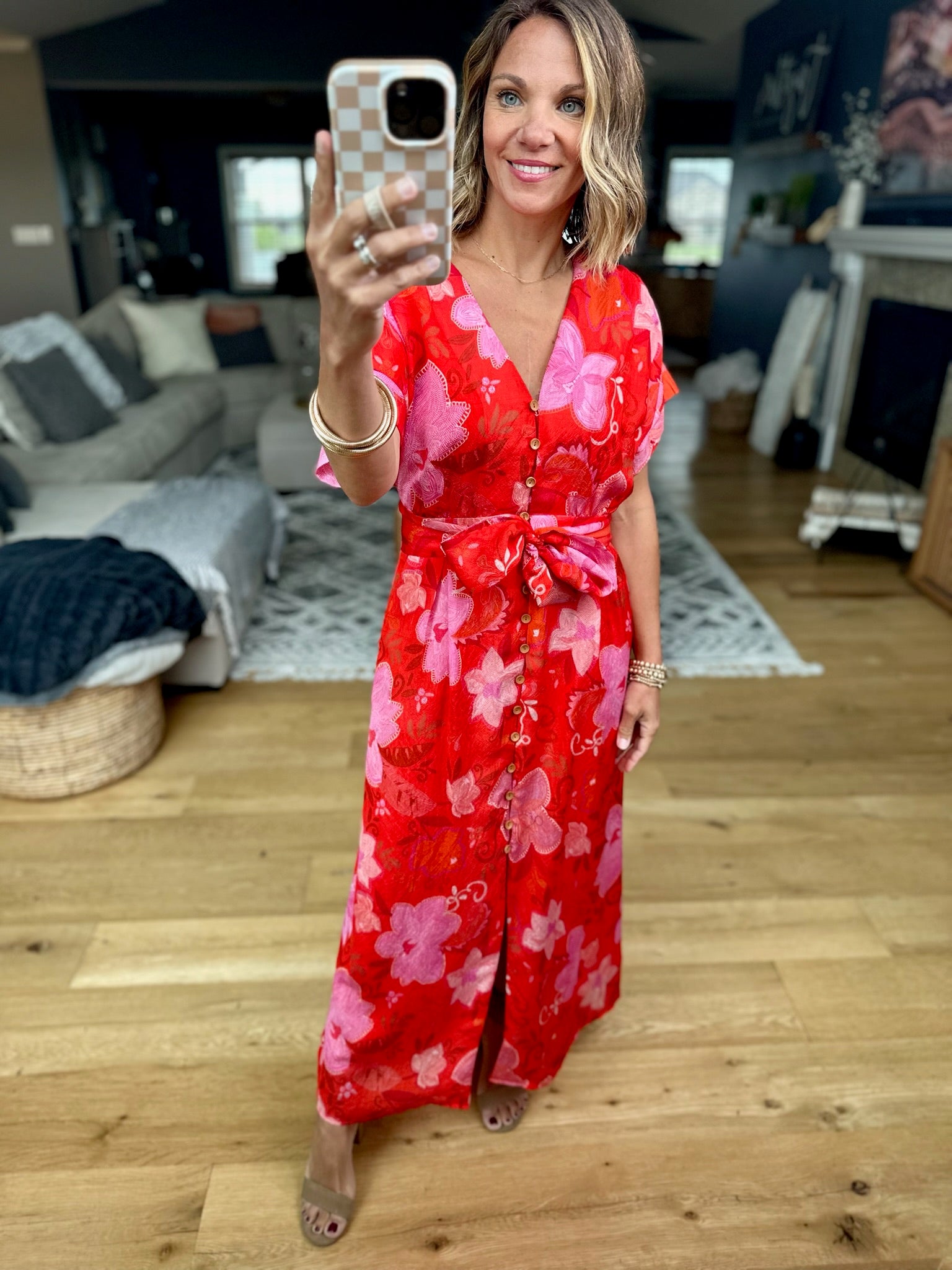 Golden Hour Floral Pocket Dress-THML-Anna Kaytes Boutique, Women's Fashion Boutique in Grinnell, Iowa