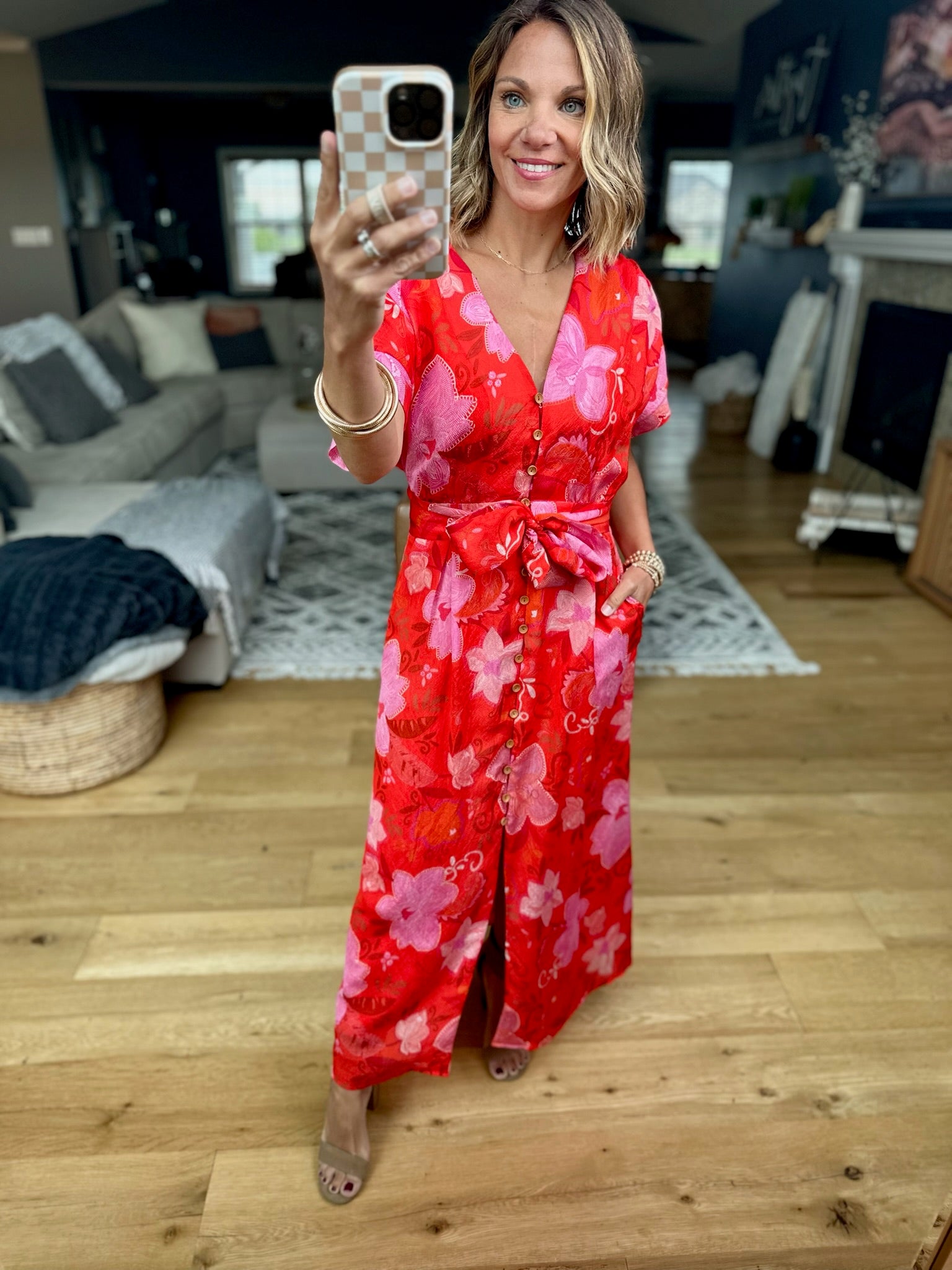 Golden Hour Floral Pocket Dress-THML-Anna Kaytes Boutique, Women's Fashion Boutique in Grinnell, Iowa