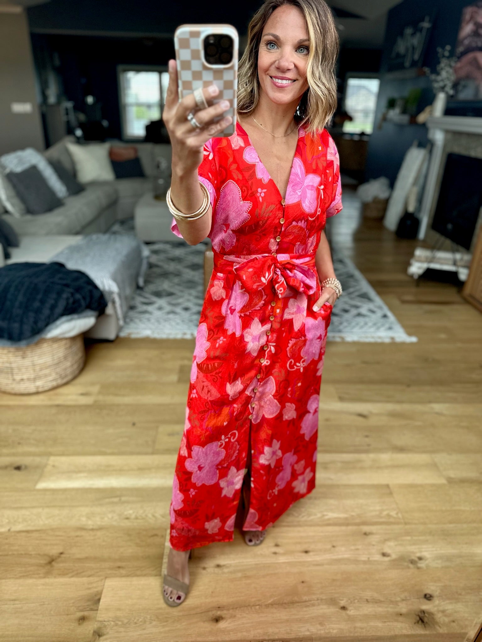 Golden Hour Floral Pocket Dress-THML-Anna Kaytes Boutique, Women's Fashion Boutique in Grinnell, Iowa