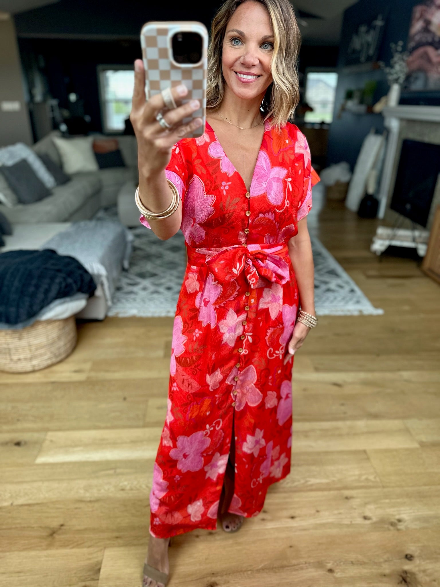 Golden Hour Floral Pocket Dress-Dresses-THML-Anna Kaytes Boutique, Women's Fashion Boutique in Grinnell, Iowa