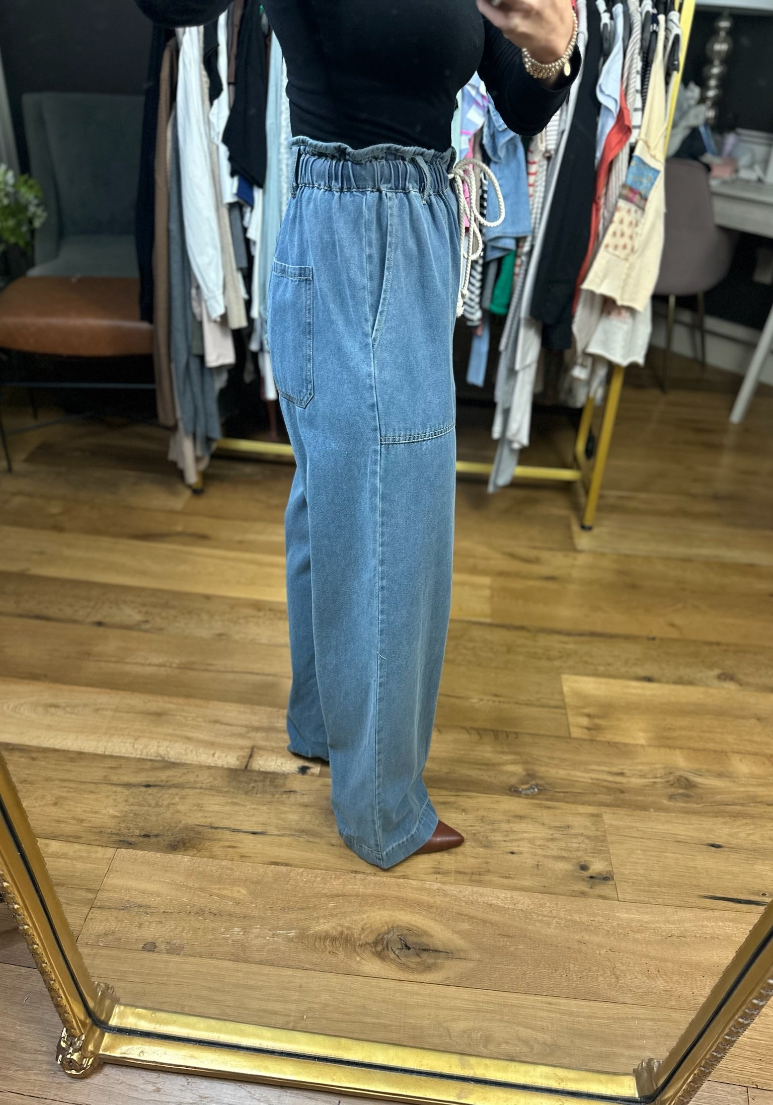 Wish Come True Paperbag Trouser - Light Blue-Entro-Anna Kaytes Boutique, Women's Fashion Boutique in Grinnell, Iowa