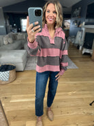 That's So True Raw-Hem Henley-Sweaters-Doe & Rae-Anna Kaytes Boutique, Women's Fashion Boutique in Grinnell, Iowa