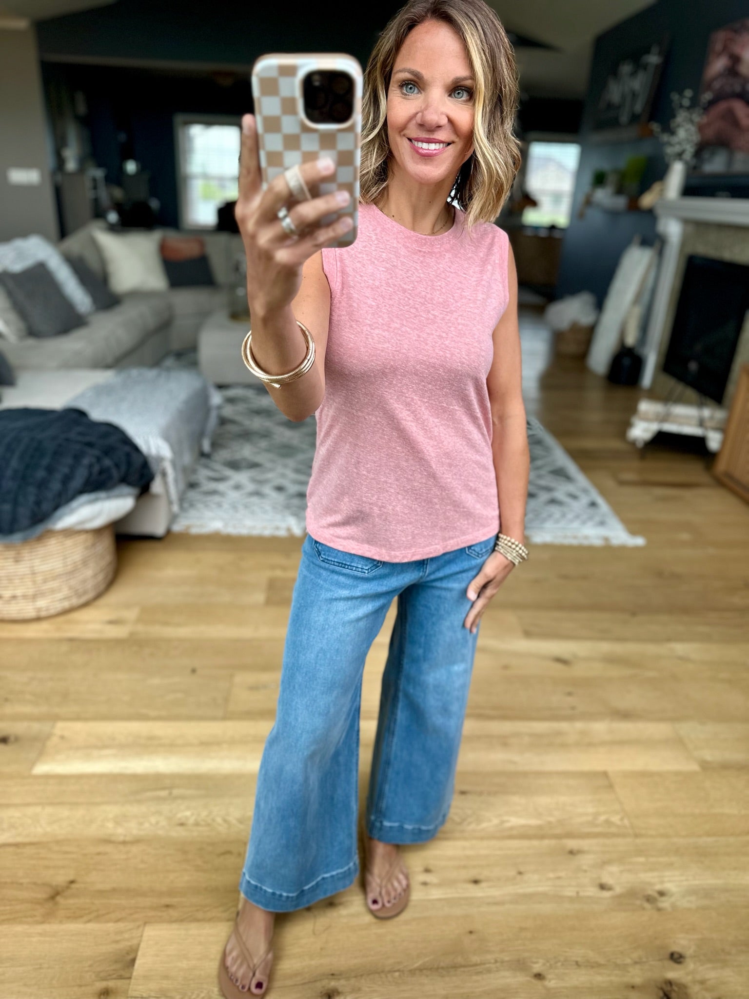 Weekend Picnic Heathered Tank-Be Cool-Anna Kaytes Boutique, Women's Fashion Boutique in Grinnell, Iowa