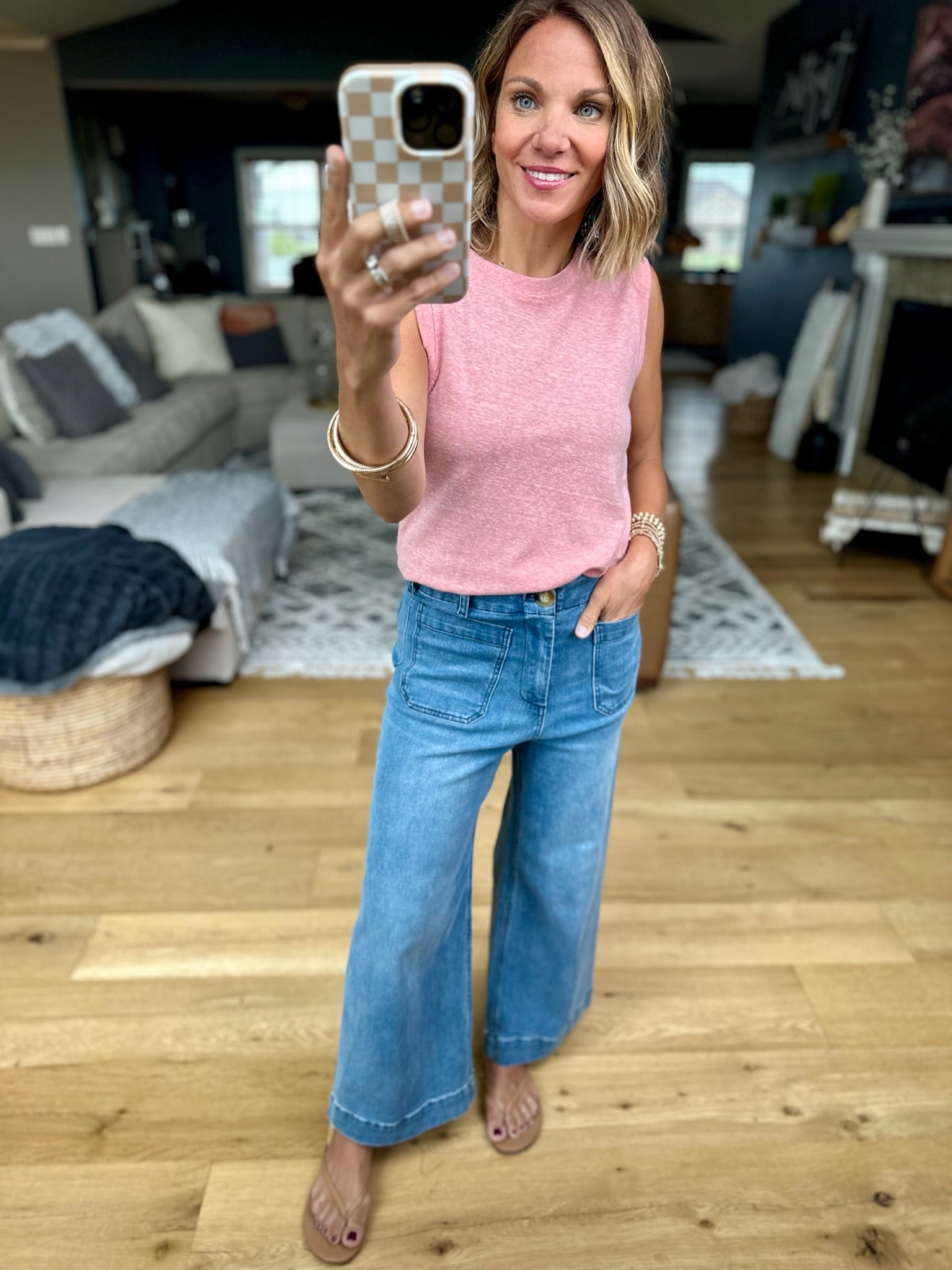 Weekend Picnic Heathered Tank-Be Cool-Anna Kaytes Boutique, Women's Fashion Boutique in Grinnell, Iowa