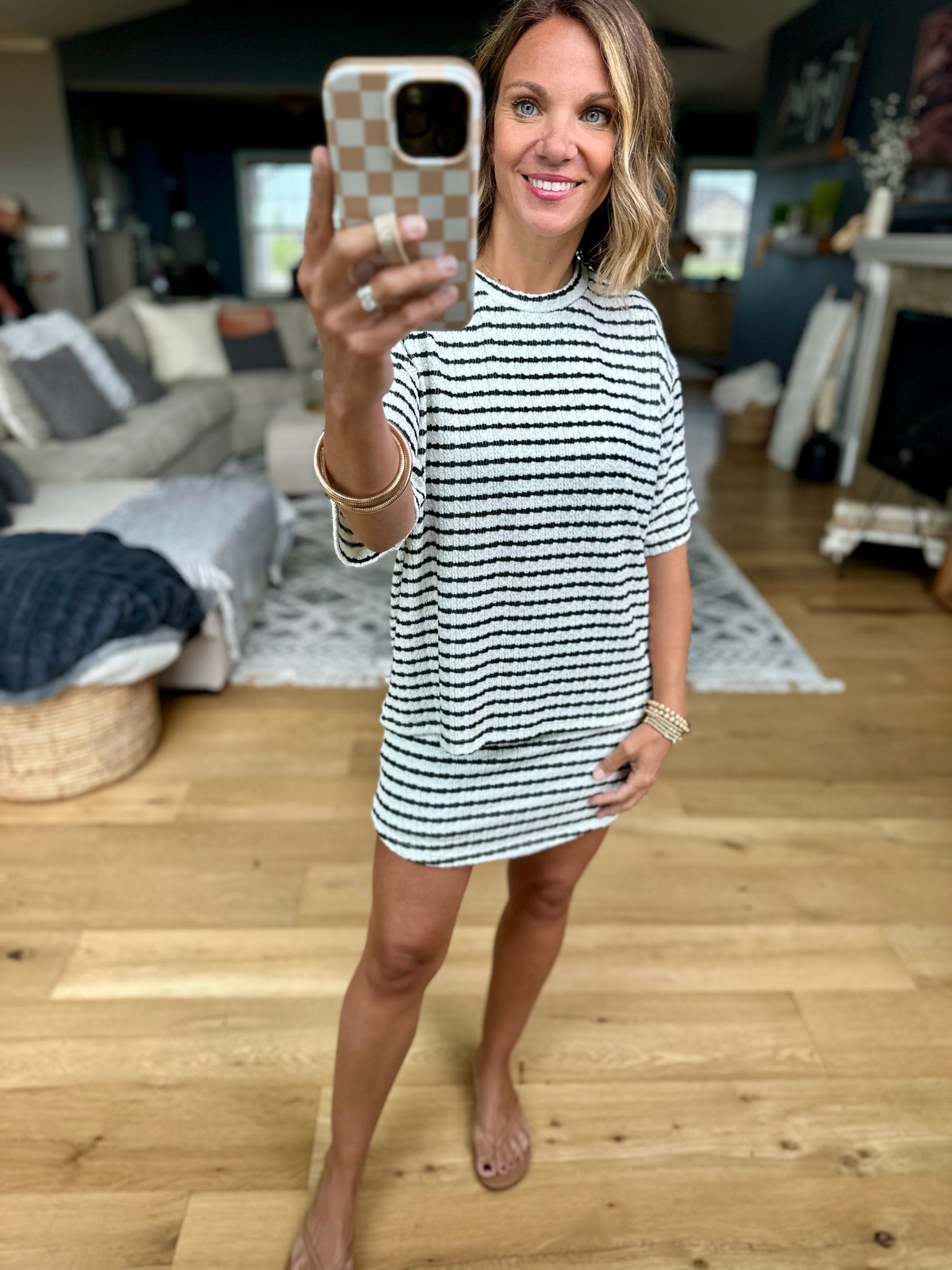 Summer Dreams Striped 2-Piece Skort Set-Wasabi & Mint-Anna Kaytes Boutique, Women's Fashion Boutique in Grinnell, Iowa