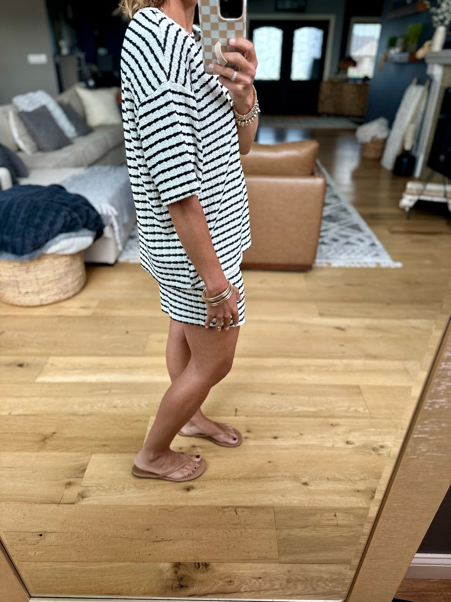 Summer Dreams Striped 2-Piece Skort Set-Wasabi & Mint-Anna Kaytes Boutique, Women's Fashion Boutique in Grinnell, Iowa