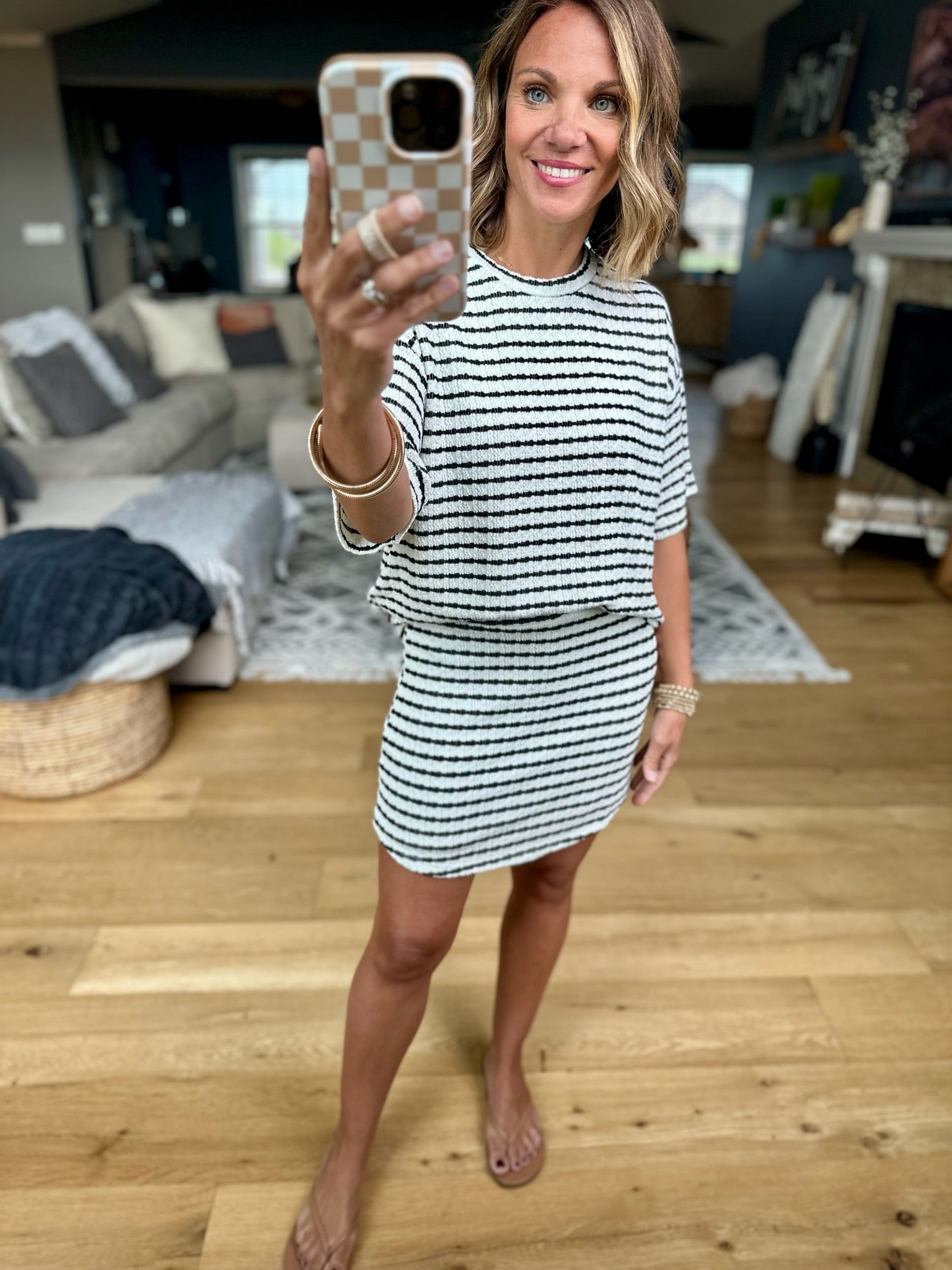 Summer Dreams Striped 2-Piece Skort Set-Wasabi & Mint-Anna Kaytes Boutique, Women's Fashion Boutique in Grinnell, Iowa