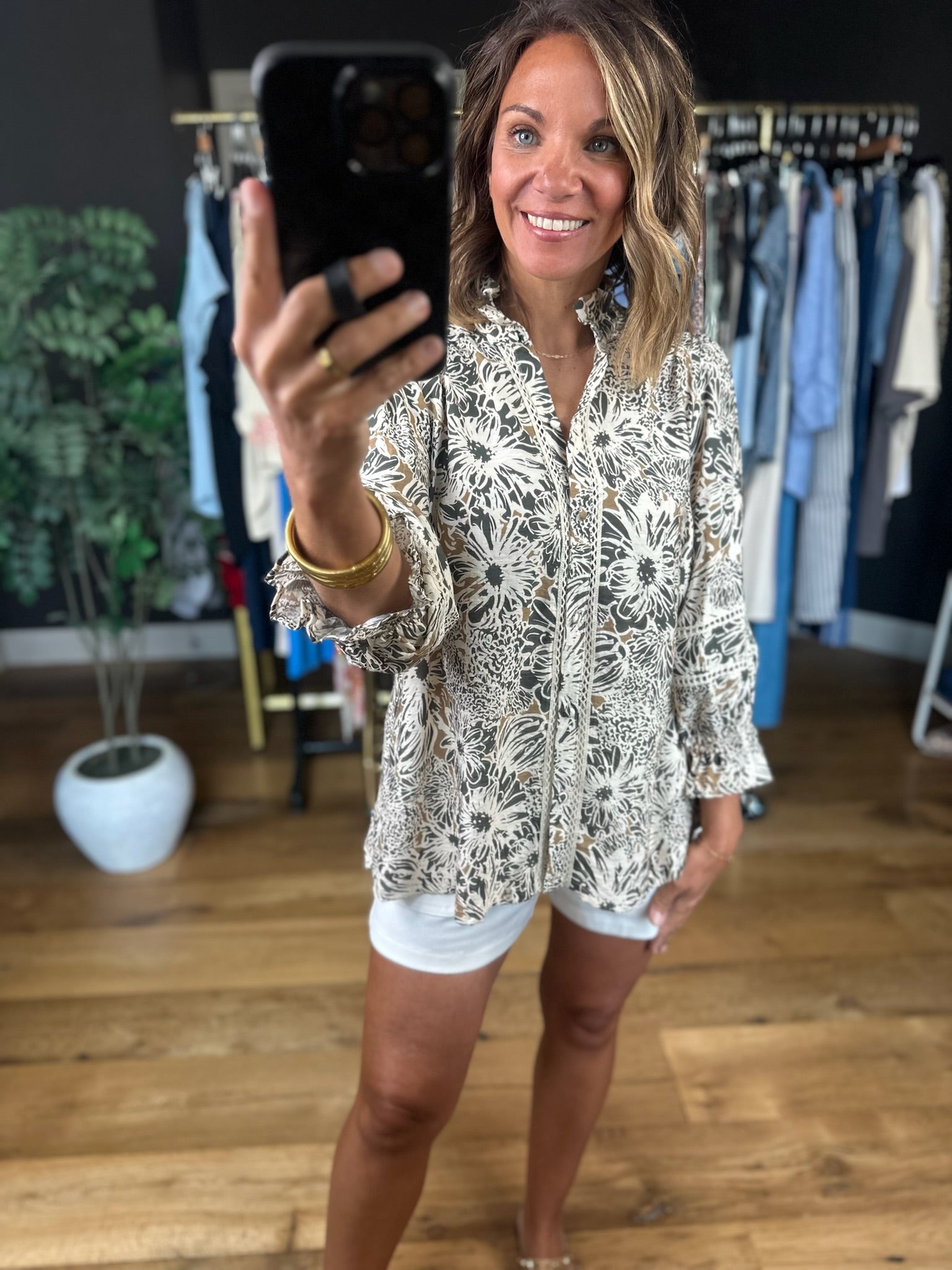 Promise Tomorrow Floral Button-Down Top-Long Sleeves-Umgee-Anna Kaytes Boutique, Women's Fashion Boutique in Grinnell, Iowa