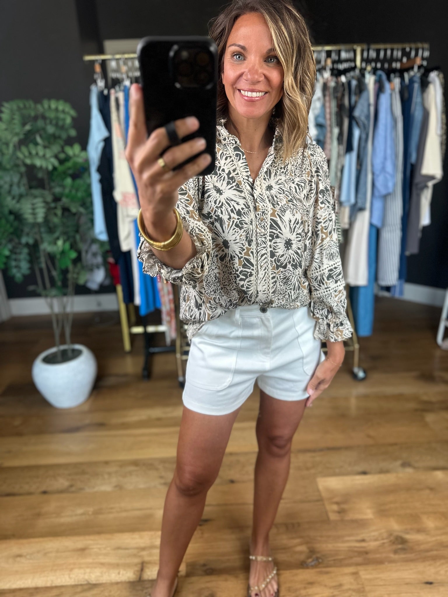 Promise Tomorrow Floral Button-Down Top-Long Sleeves-Umgee-Anna Kaytes Boutique, Women's Fashion Boutique in Grinnell, Iowa