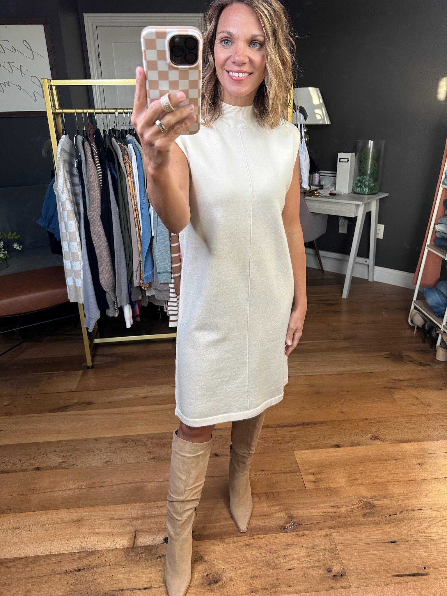 What's Not To Love Mock-Neck Sleeveless Knit Dress - Multiple Options-Skies Are Blue-Anna Kaytes Boutique, Women's Fashion Boutique in Grinnell, Iowa