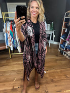 On Occasion Zebra and Floral Patterned Kimono - Pink Multi-Kimonos-Urbanista-Anna Kaytes Boutique, Women's Fashion Boutique in Grinnell, Iowa