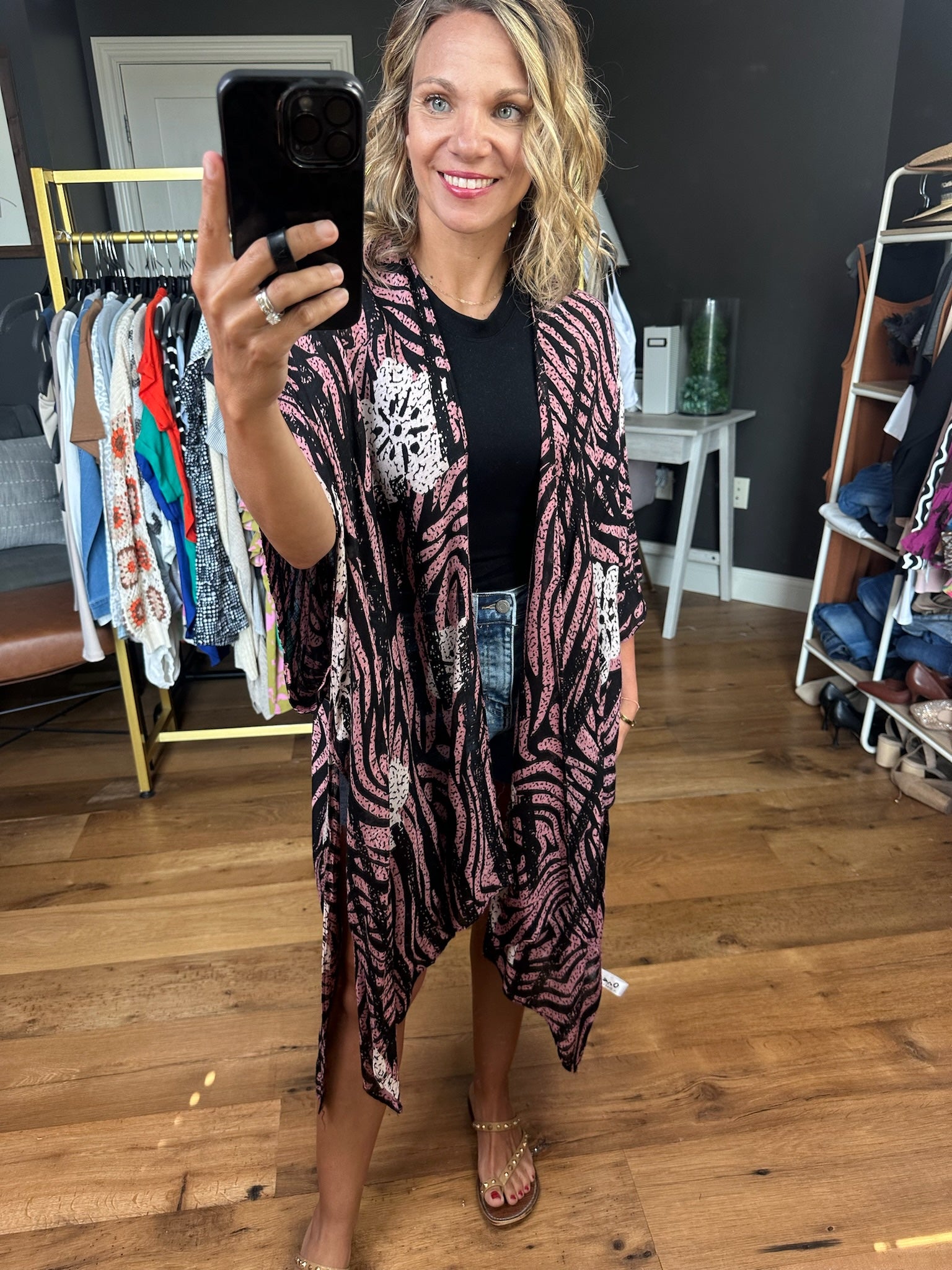 On Occasion Zebra and Floral Patterned Kimono - Pink Multi-Kimonos-Urbanista-Anna Kaytes Boutique, Women's Fashion Boutique in Grinnell, Iowa