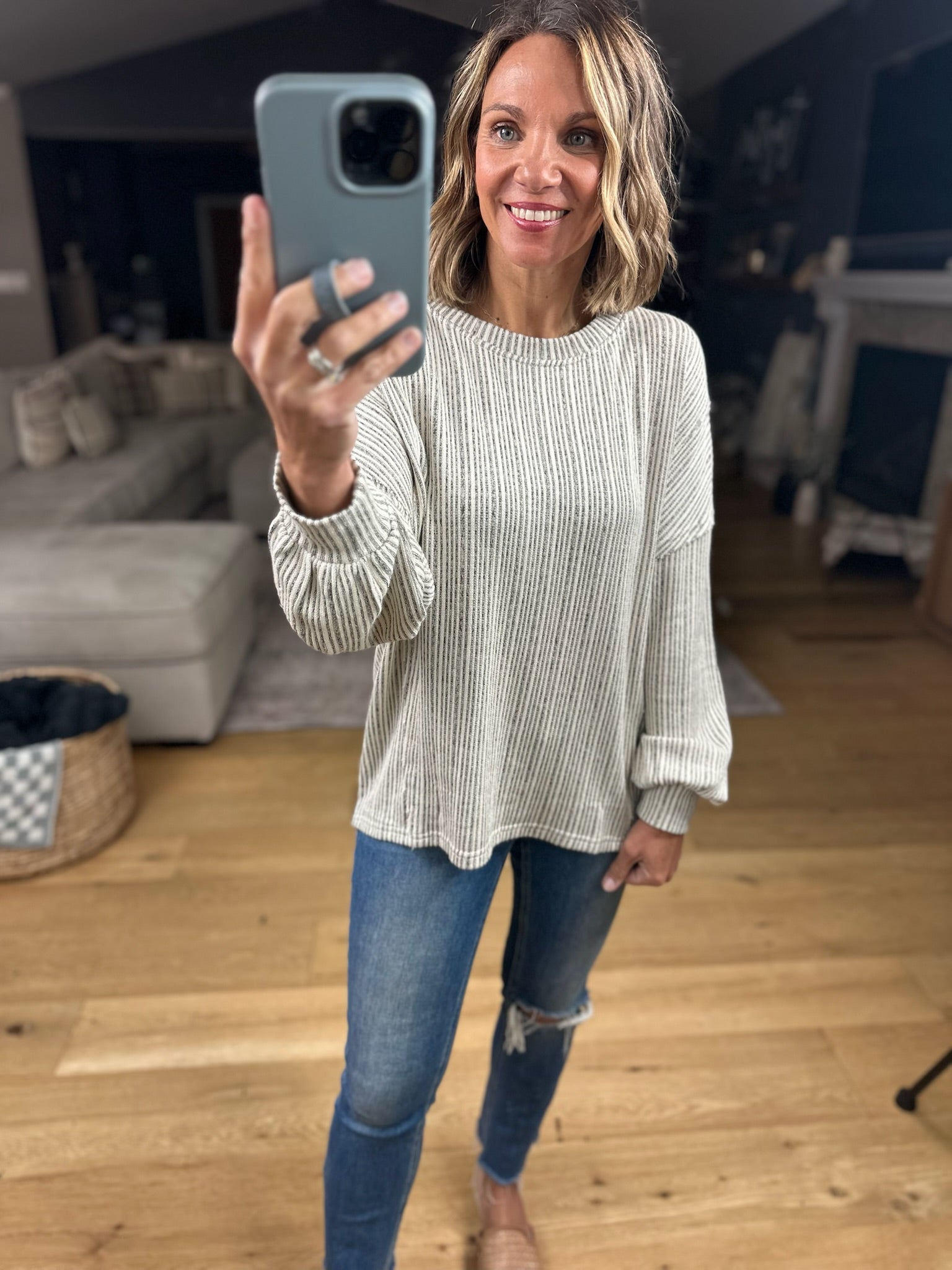 Moments In Time Ribbed Long Sleeve Top-Blu Pepper-Anna Kaytes Boutique, Women's Fashion Boutique in Grinnell, Iowa