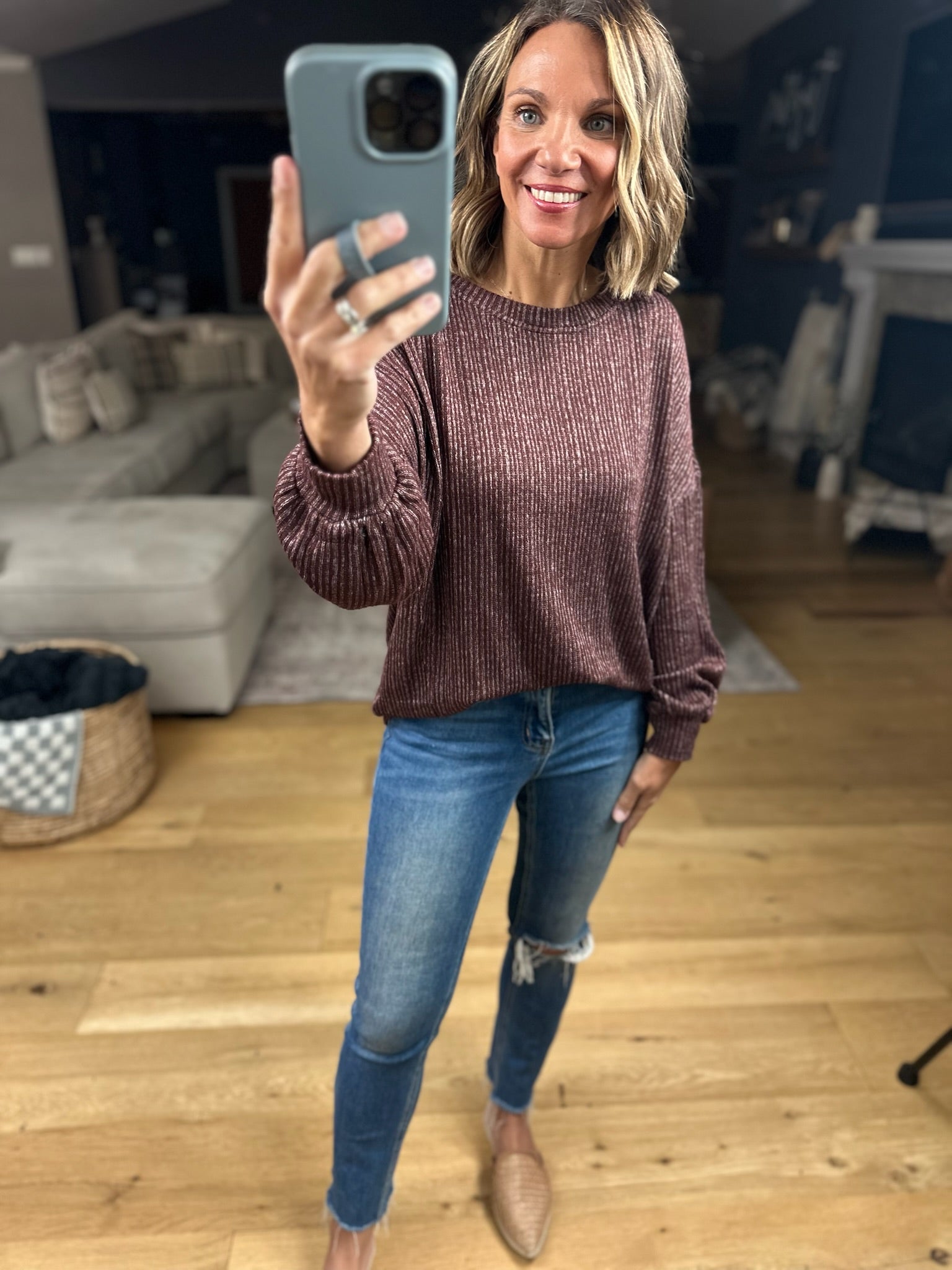 Moments In Time Ribbed Long Sleeve Top-Blu Pepper-Anna Kaytes Boutique, Women's Fashion Boutique in Grinnell, Iowa