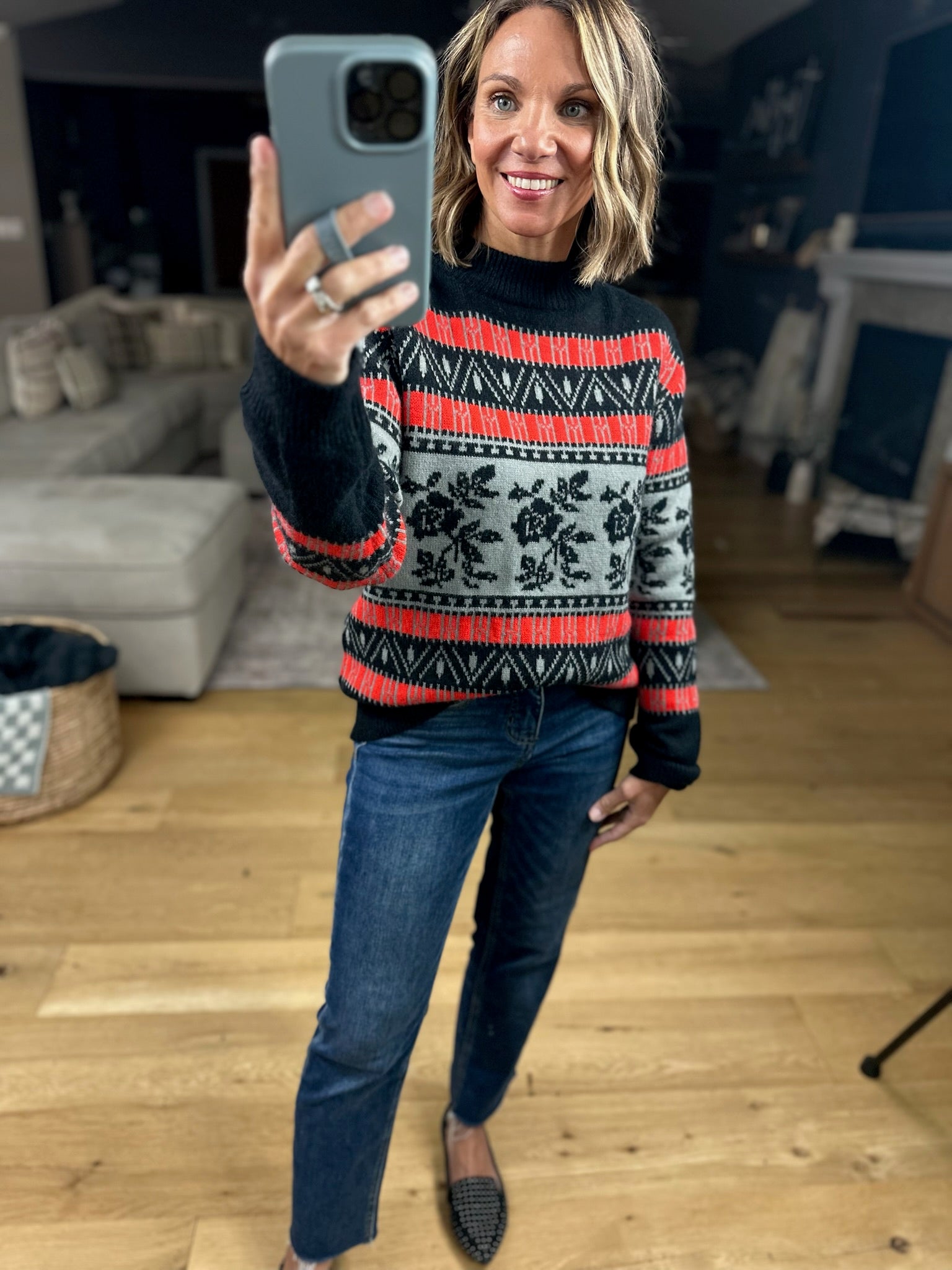 **Right At Home Fair Isle Sweater-Sweaters-& Merci-Anna Kaytes Boutique, Women's Fashion Boutique in Grinnell, Iowa