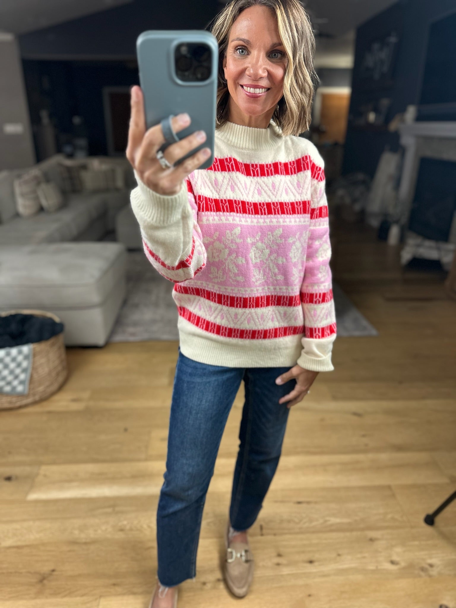 **Right At Home Fair Isle Sweater-Sweaters-& Merci-Anna Kaytes Boutique, Women's Fashion Boutique in Grinnell, Iowa