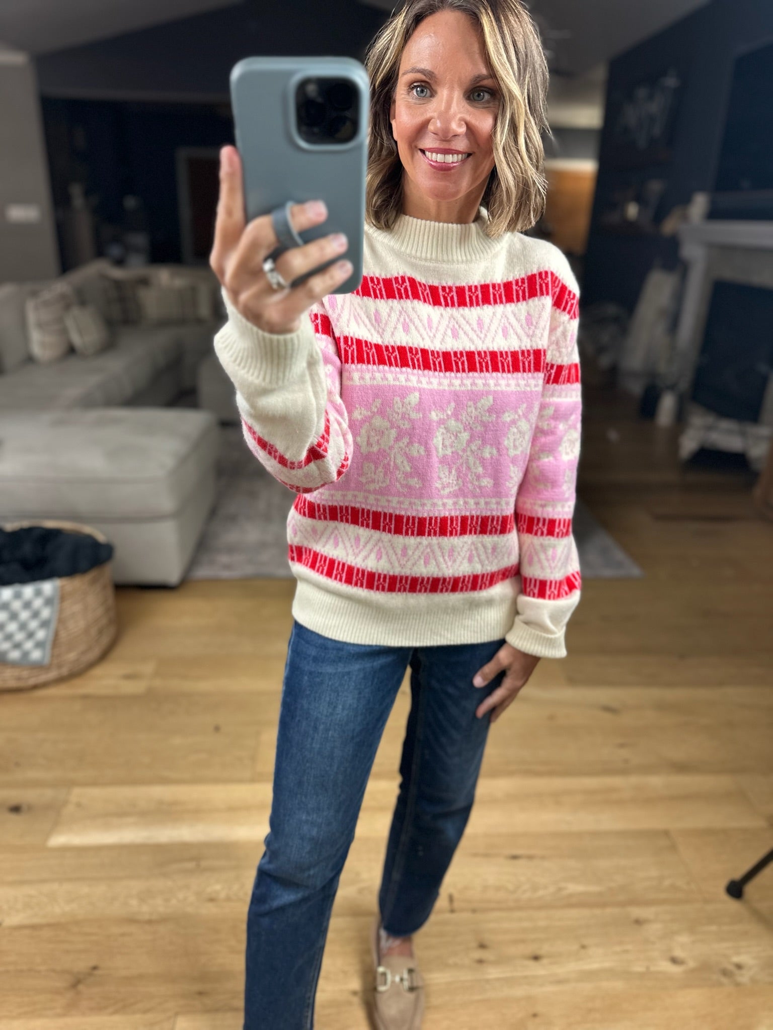 **Right At Home Fair Isle Sweater-Sweaters-& Merci-Anna Kaytes Boutique, Women's Fashion Boutique in Grinnell, Iowa