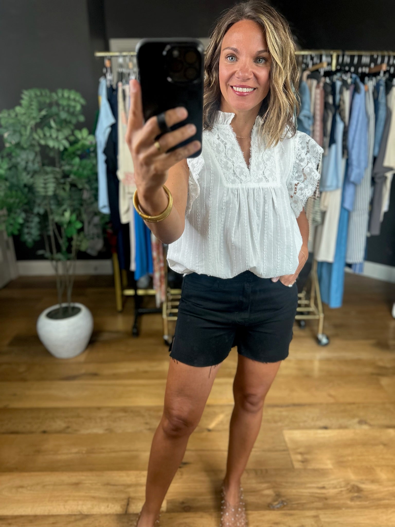 By Definition Lace-Detail Top-Short Sleeves-Fate-Anna Kaytes Boutique, Women's Fashion Boutique in Grinnell, Iowa