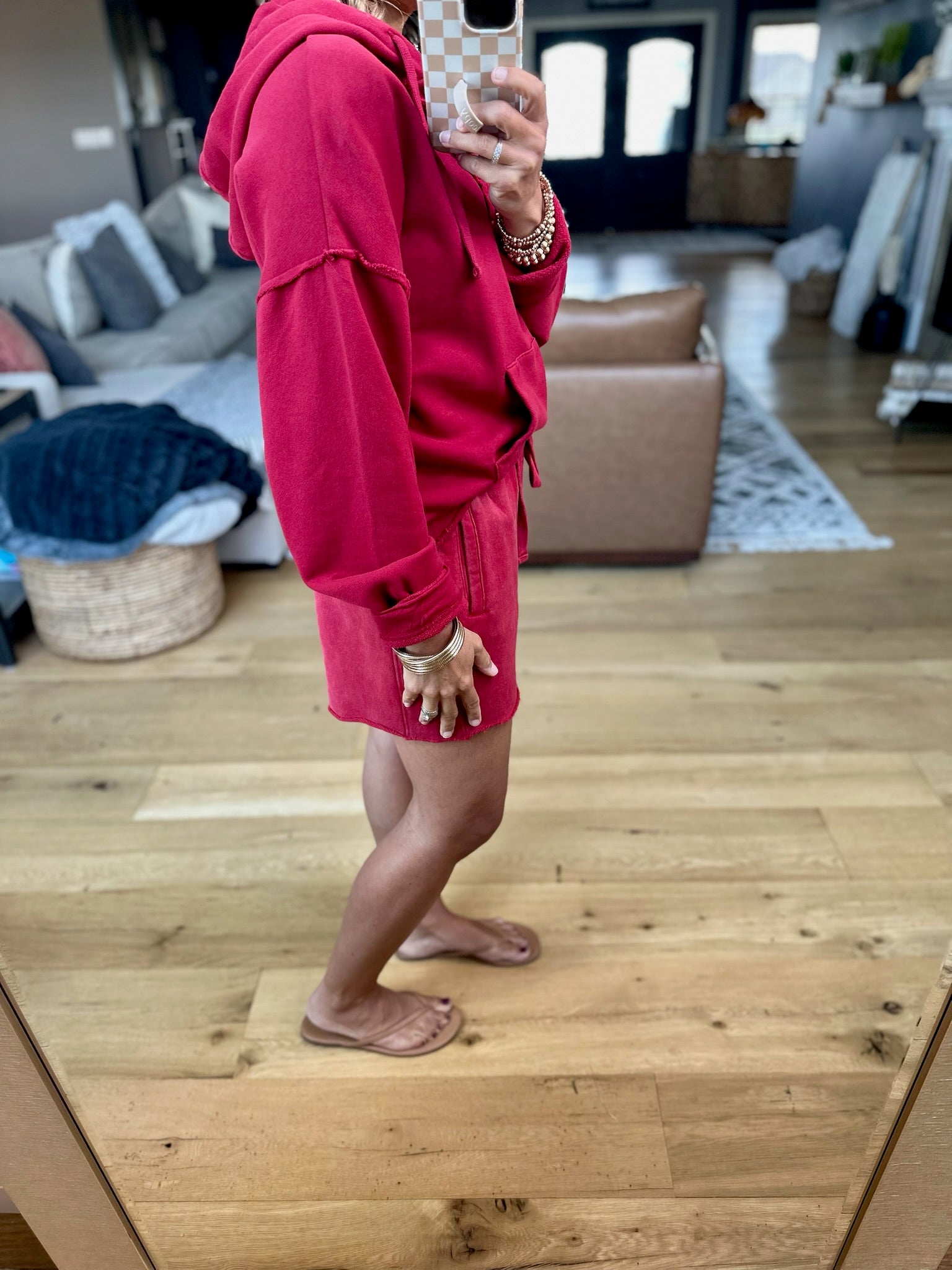 Ruby Skies Hoodie + Short Set-Two Piece Set-Mono B-Anna Kaytes Boutique, Women's Fashion Boutique in Grinnell, Iowa