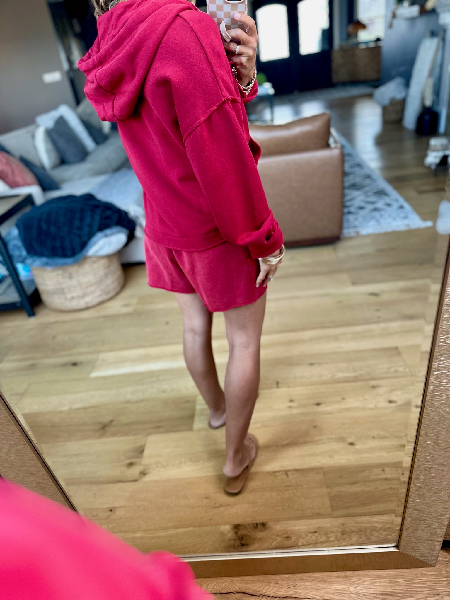 Ruby Skies Hoodie + Short Set-Two Piece Set-Mono B-Anna Kaytes Boutique, Women's Fashion Boutique in Grinnell, Iowa