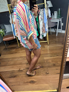 Splendid Day Striped Oversized Button-Down Top - Multi-Short Sleeves-Entro-Anna Kaytes Boutique, Women's Fashion Boutique in Grinnell, Iowa