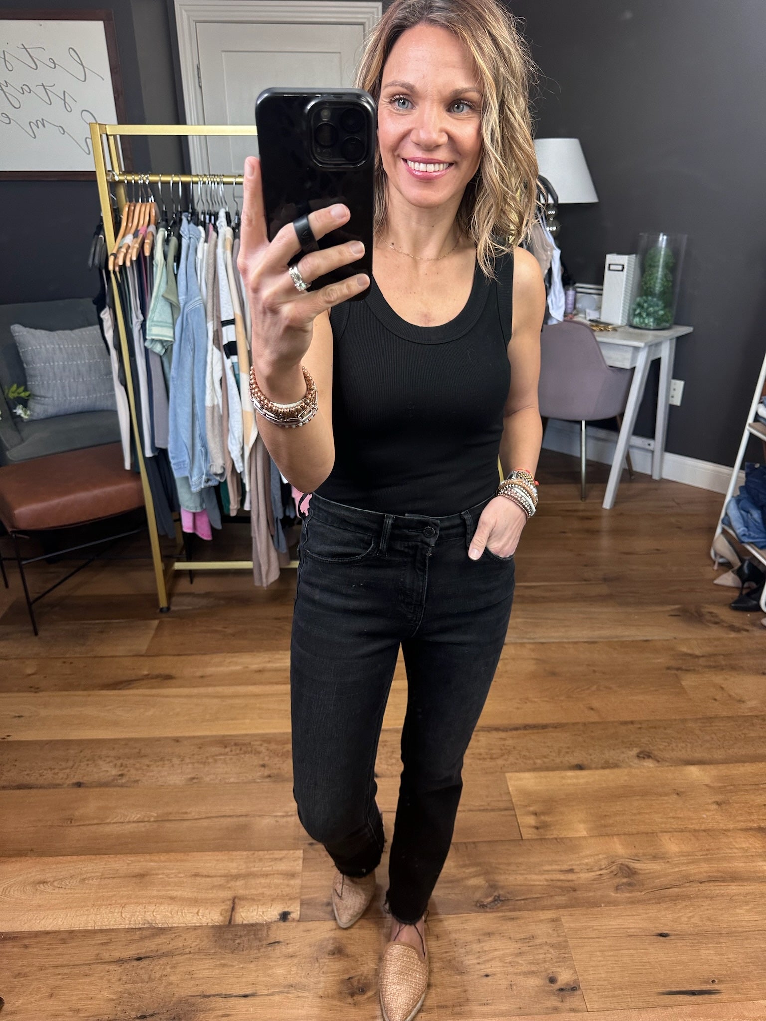 On My Side Scoop-Neck Ribbed Bodysuit - Black-Bodysuits-Mono B KT-B8117-Anna Kaytes Boutique, Women's Fashion Boutique in Grinnell, Iowa