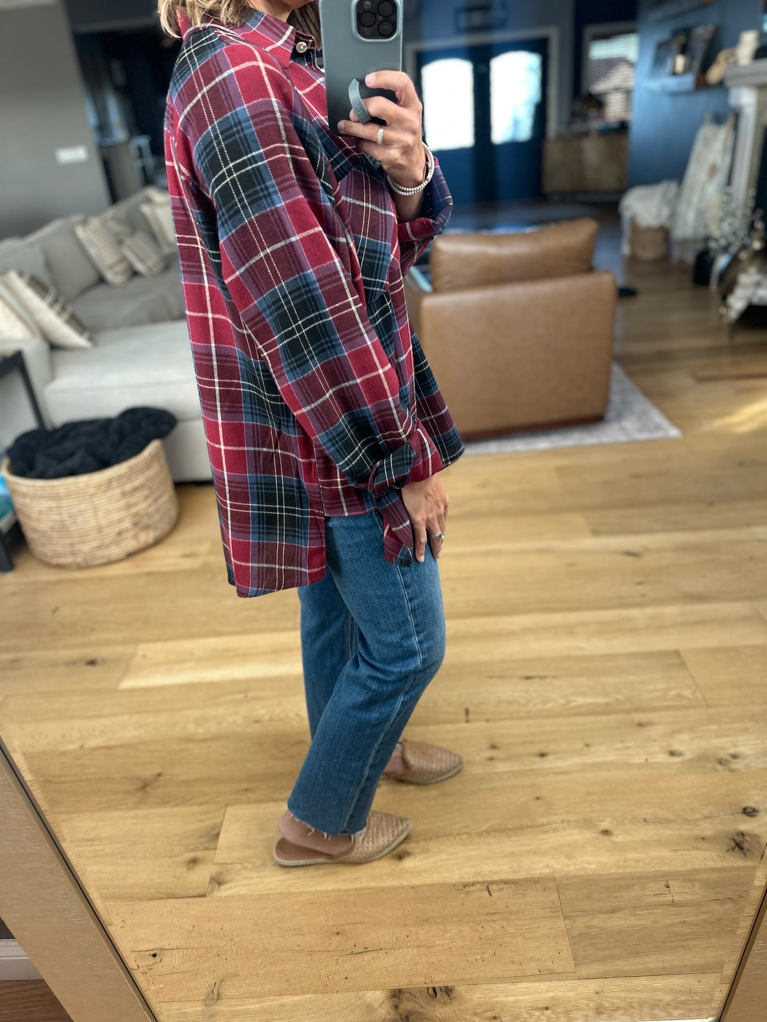 Long Road Ahead Oversized Plaid Flannel-Sweaters-Aemi & Co-Anna Kaytes Boutique, Women's Fashion Boutique in Grinnell, Iowa