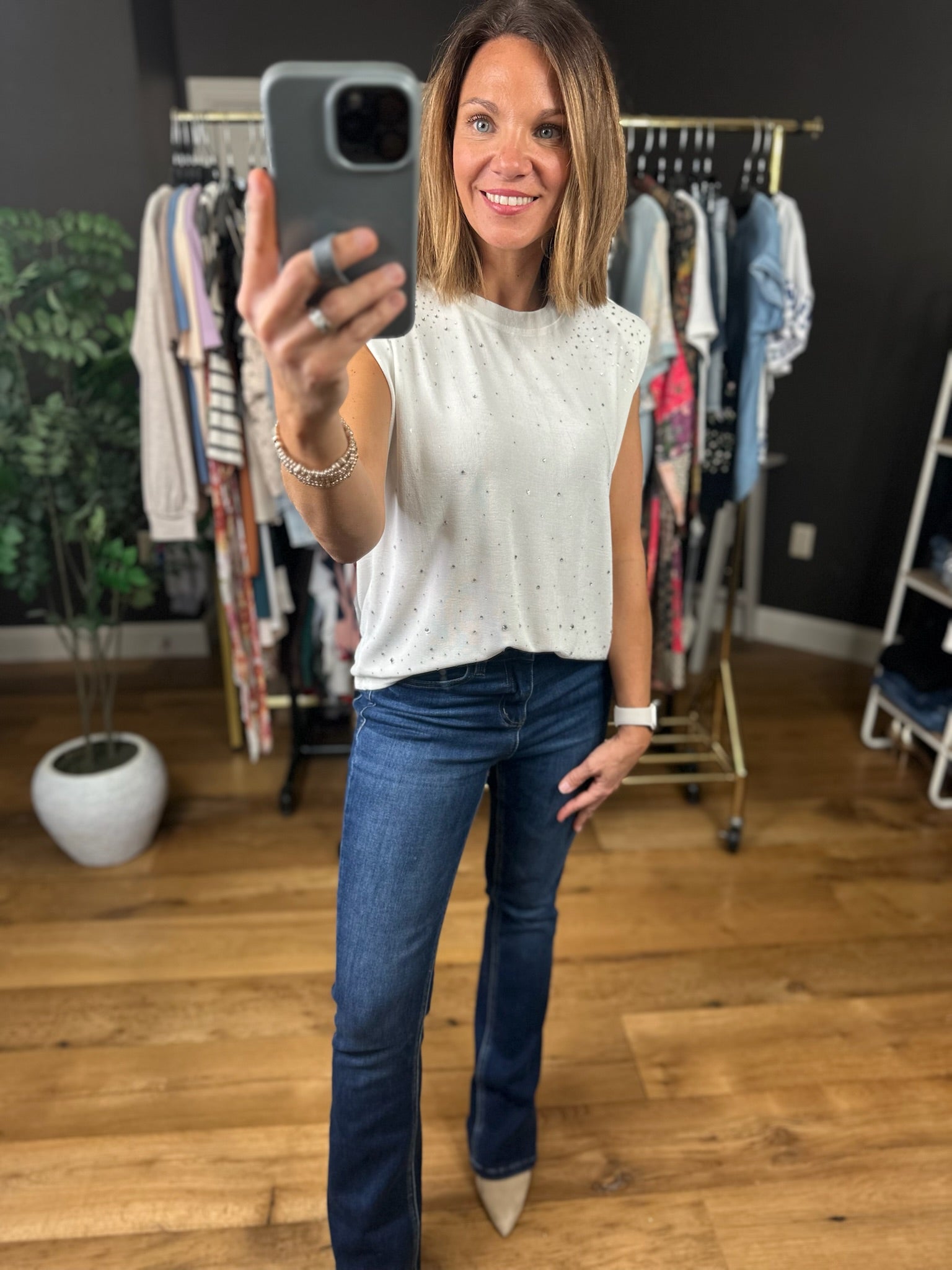 Adore You Studded Top-Short Sleeves-Dari & Dani-Anna Kaytes Boutique, Women's Fashion Boutique in Grinnell, Iowa