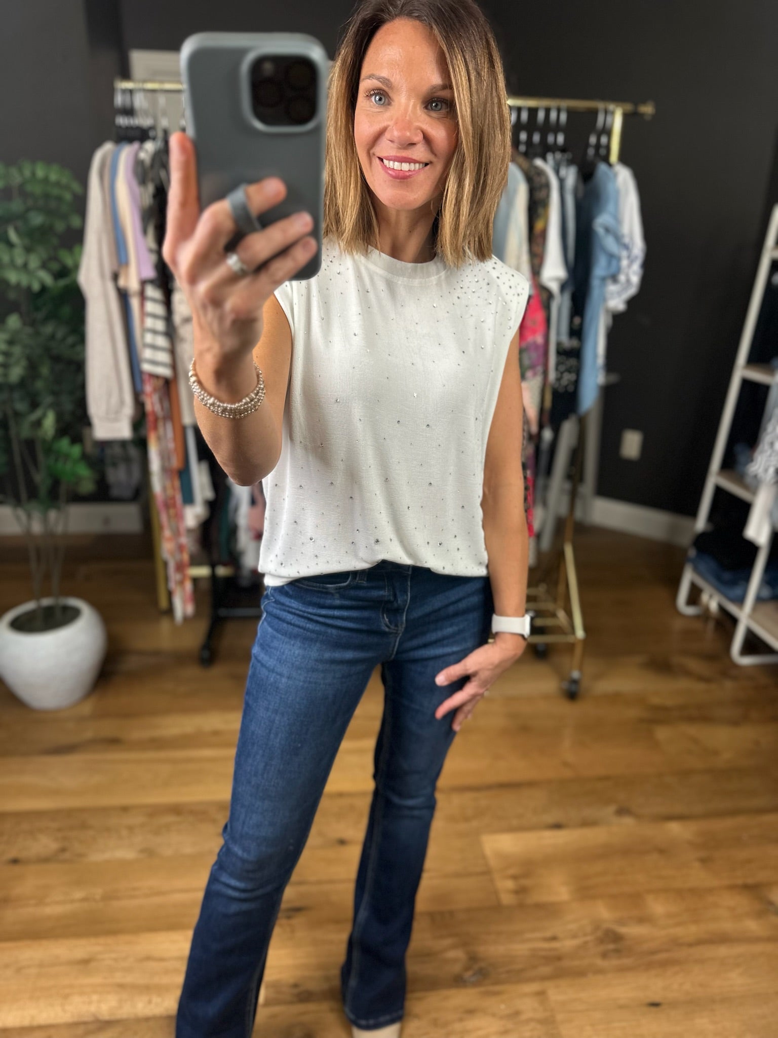 Adore You Studded Top-Short Sleeves-Dari & Dani-Anna Kaytes Boutique, Women's Fashion Boutique in Grinnell, Iowa