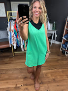 Make My Way Pocket Romper - Green-Rompers-Ces Femme-Anna Kaytes Boutique, Women's Fashion Boutique in Grinnell, Iowa