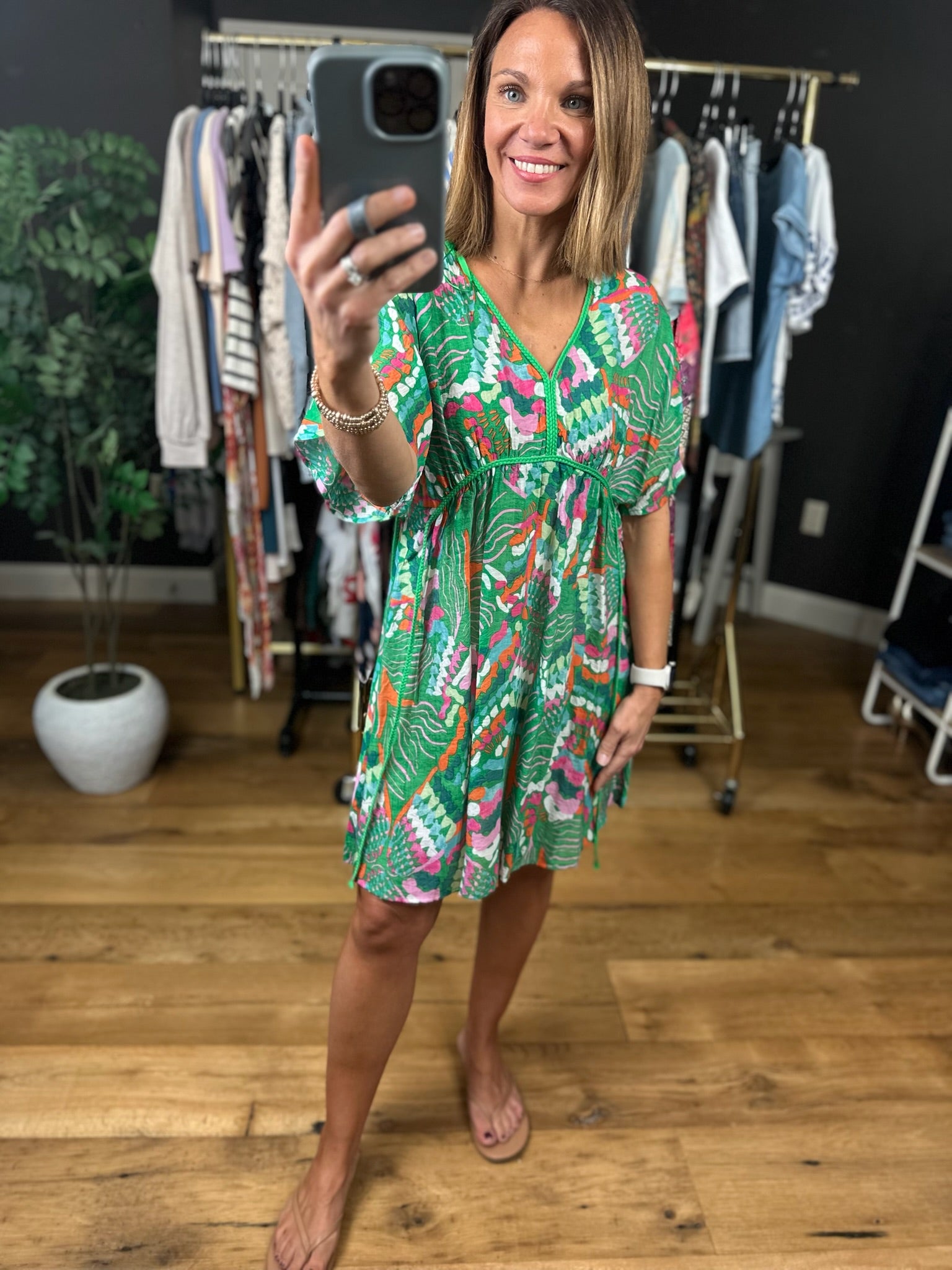 Sunlit Sunday Patterned Cover Up-Dresses-Very J-Anna Kaytes Boutique, Women's Fashion Boutique in Grinnell, Iowa