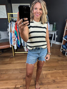 On the Edge Striped Knit Top-Short Sleeves-La Miel-Anna Kaytes Boutique, Women's Fashion Boutique in Grinnell, Iowa