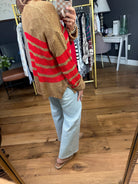 Nothing's Gonna Hurt You Striped Knit Top - Camel/Red-Wishlist-Anna Kaytes Boutique, Women's Fashion Boutique in Grinnell, Iowa