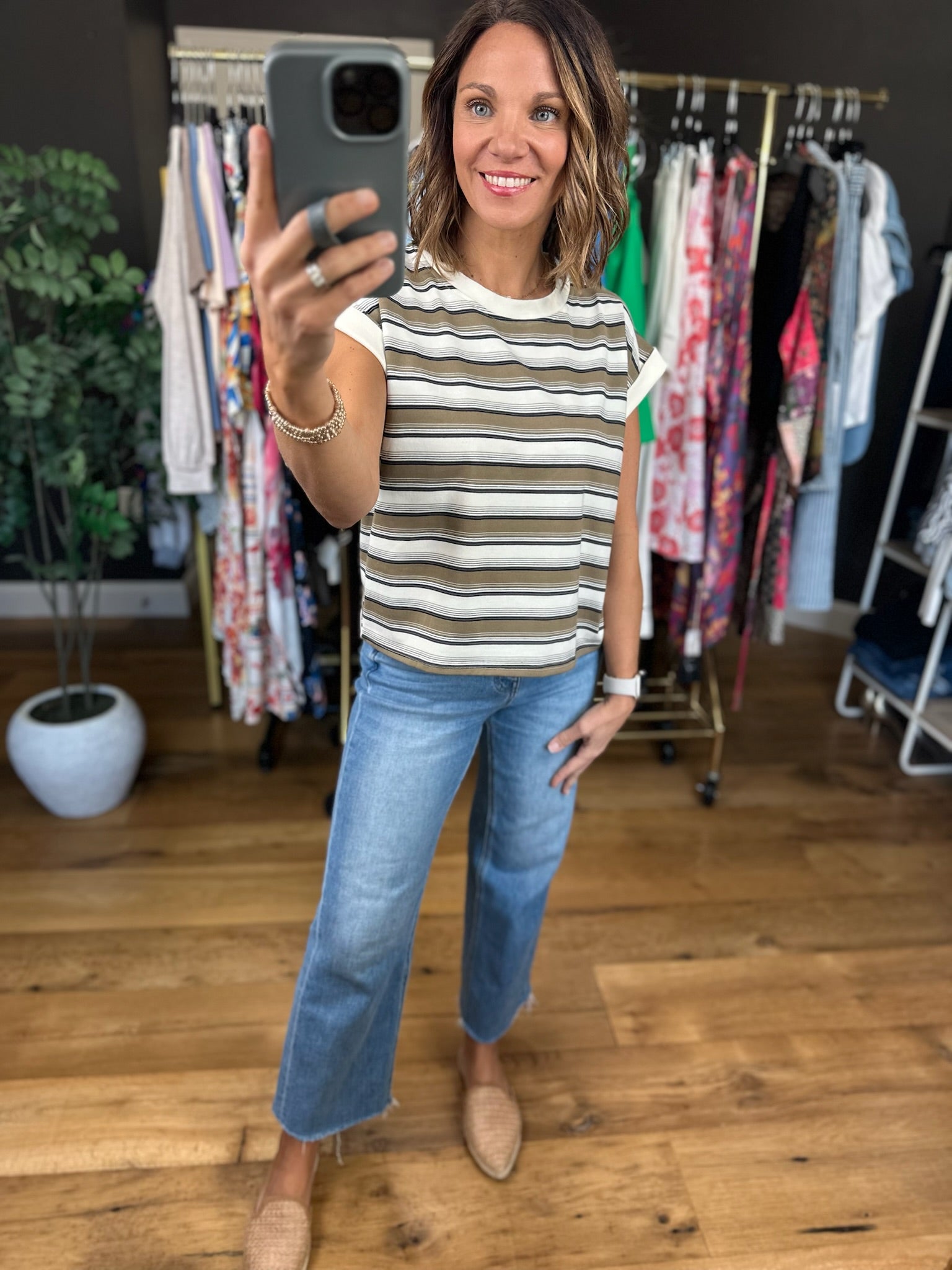 On The Other Side Striped Top-Short Sleeves-JOA-Anna Kaytes Boutique, Women's Fashion Boutique in Grinnell, Iowa