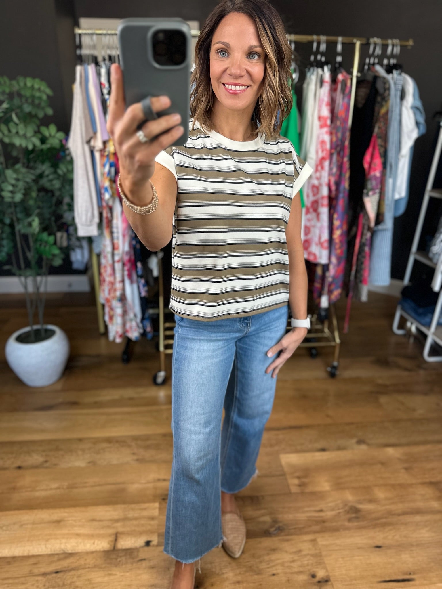 On The Other Side Striped Top-Short Sleeves-JOA-Anna Kaytes Boutique, Women's Fashion Boutique in Grinnell, Iowa