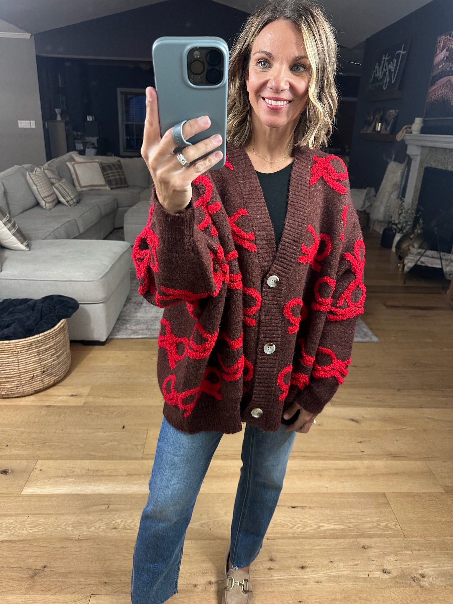 All Wrapped Up Bow Cardigan-Sweaters-Bucketlist-Anna Kaytes Boutique, Women's Fashion Boutique in Grinnell, Iowa