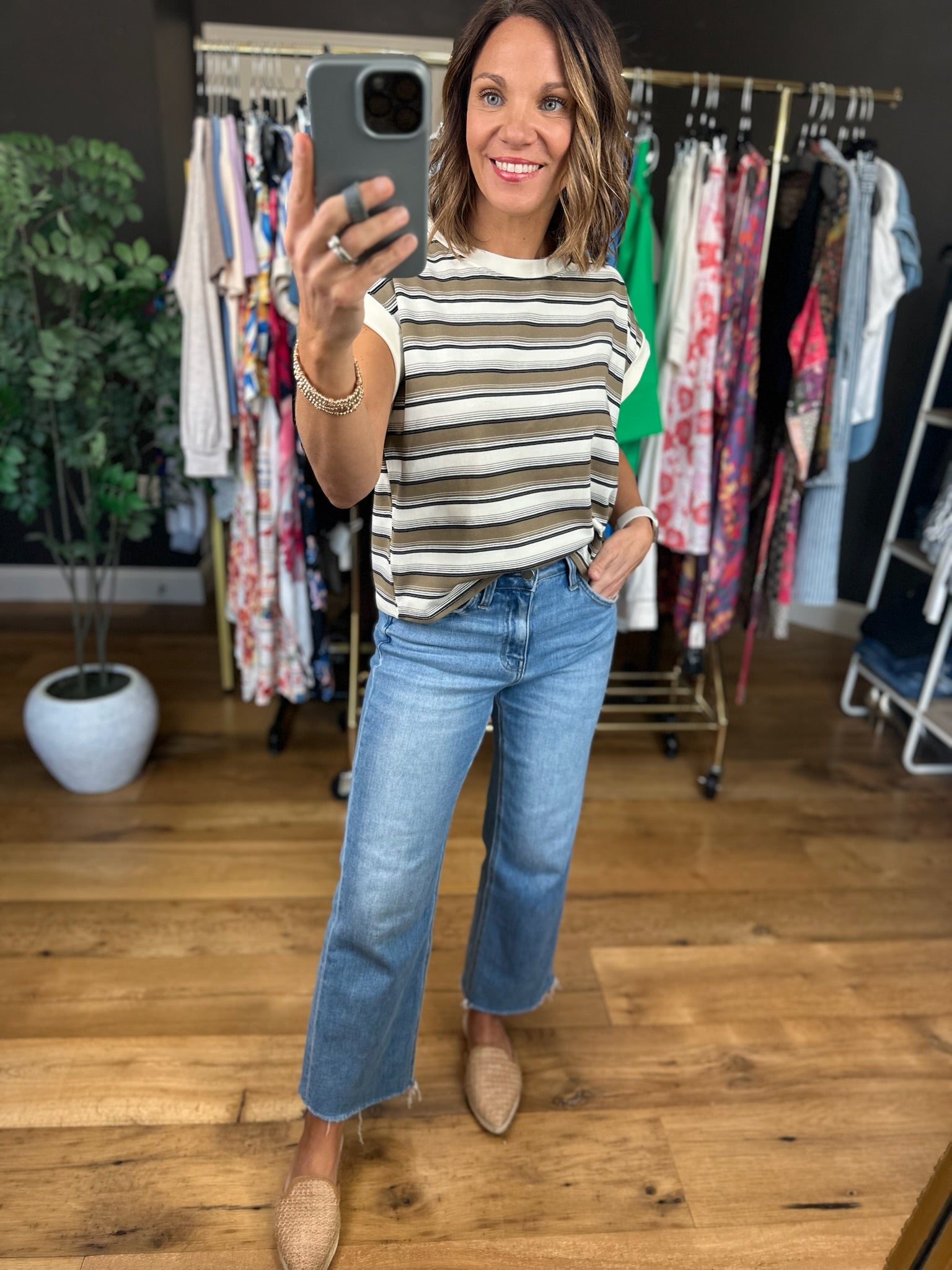 On The Other Side Striped Top-Short Sleeves-JOA-Anna Kaytes Boutique, Women's Fashion Boutique in Grinnell, Iowa