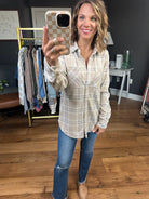 Best Guess Plaid Button-Down Top - Sand-Thread & Supply-Anna Kaytes Boutique, Women's Fashion Boutique in Grinnell, Iowa