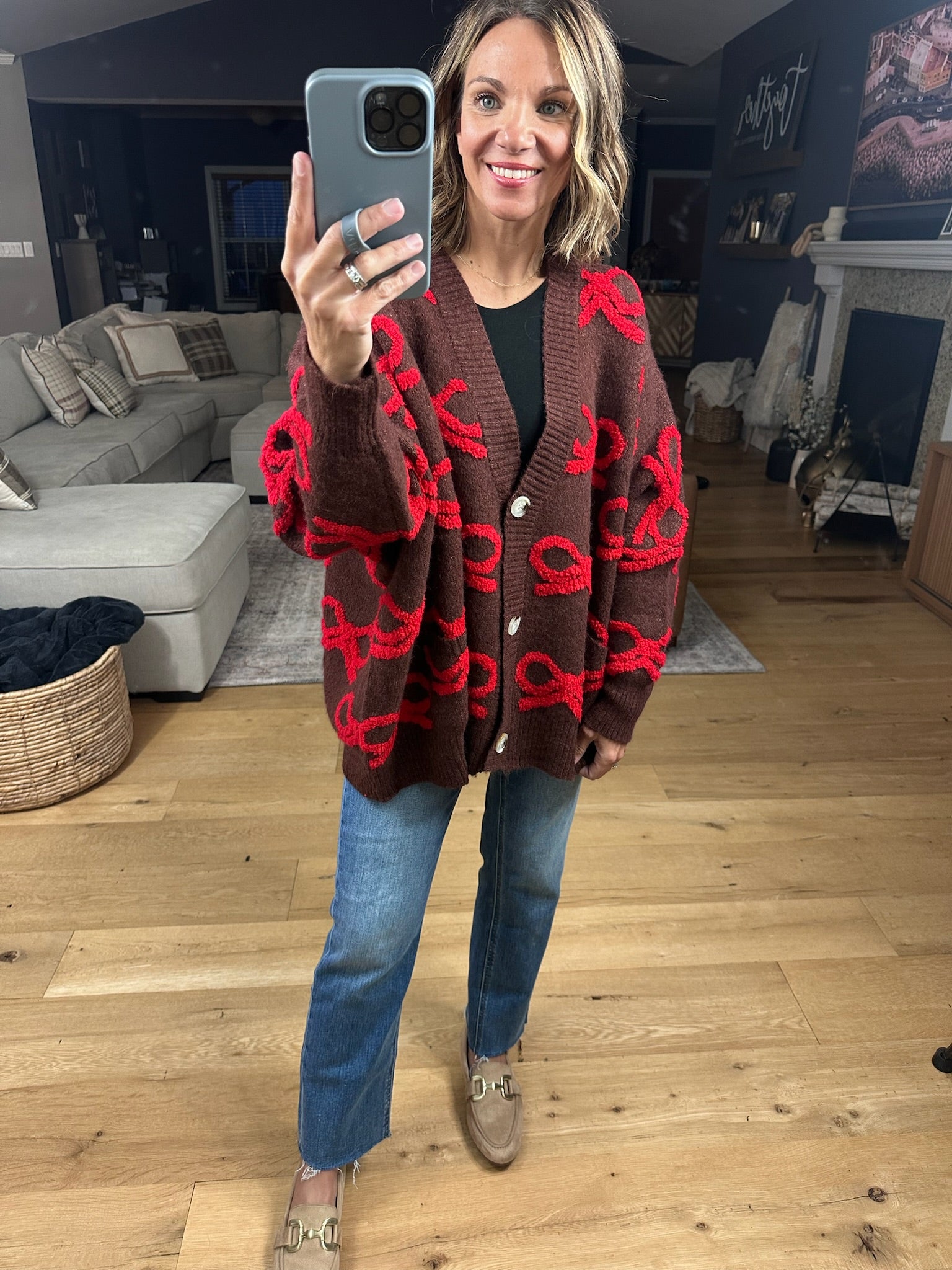 All Wrapped Up Bow Cardigan-Sweaters-Bucketlist-Anna Kaytes Boutique, Women's Fashion Boutique in Grinnell, Iowa