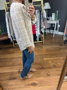 Best Guess Plaid Button-Down Top - Sand-Thread & Supply-Anna Kaytes Boutique, Women's Fashion Boutique in Grinnell, Iowa