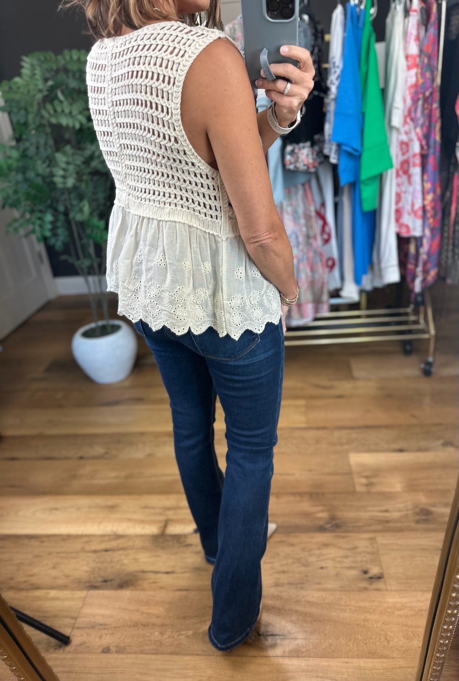 By My Side Eyelet Peplum Top-Sleeveless-POL-Anna Kaytes Boutique, Women's Fashion Boutique in Grinnell, Iowa