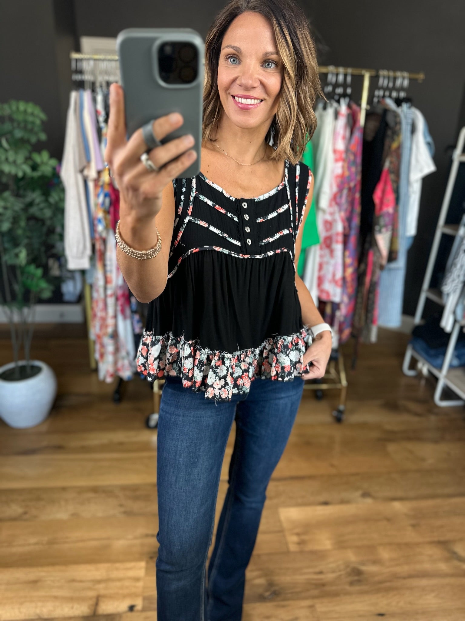 Every Angle Floral-Detail Top-Sleeveless-POL-Anna Kaytes Boutique, Women's Fashion Boutique in Grinnell, Iowa