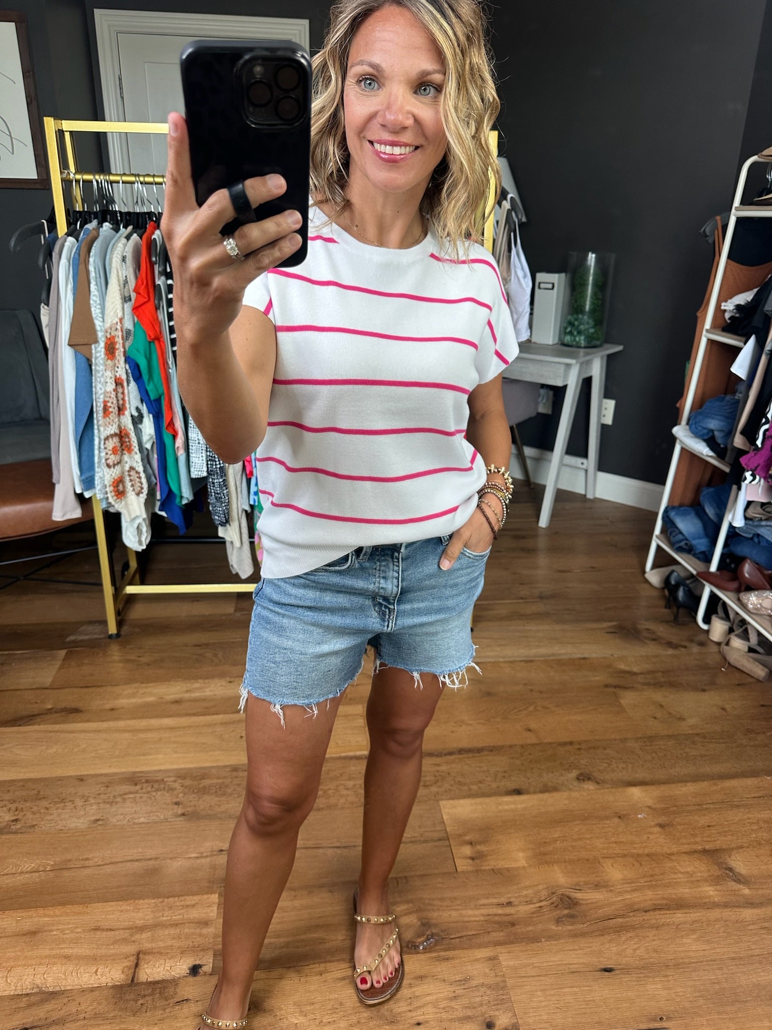 Have It All Striped Knit Top - Multiple Options-Short Sleeves-Staccato-Anna Kaytes Boutique, Women's Fashion Boutique in Grinnell, Iowa