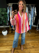 Coastal Fun Button-Down Top-Long Sleeves-Fate-Anna Kaytes Boutique, Women's Fashion Boutique in Grinnell, Iowa