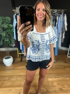Under Santorini Sun Eyelet Top-Short Sleeves-Fate-Anna Kaytes Boutique, Women's Fashion Boutique in Grinnell, Iowa