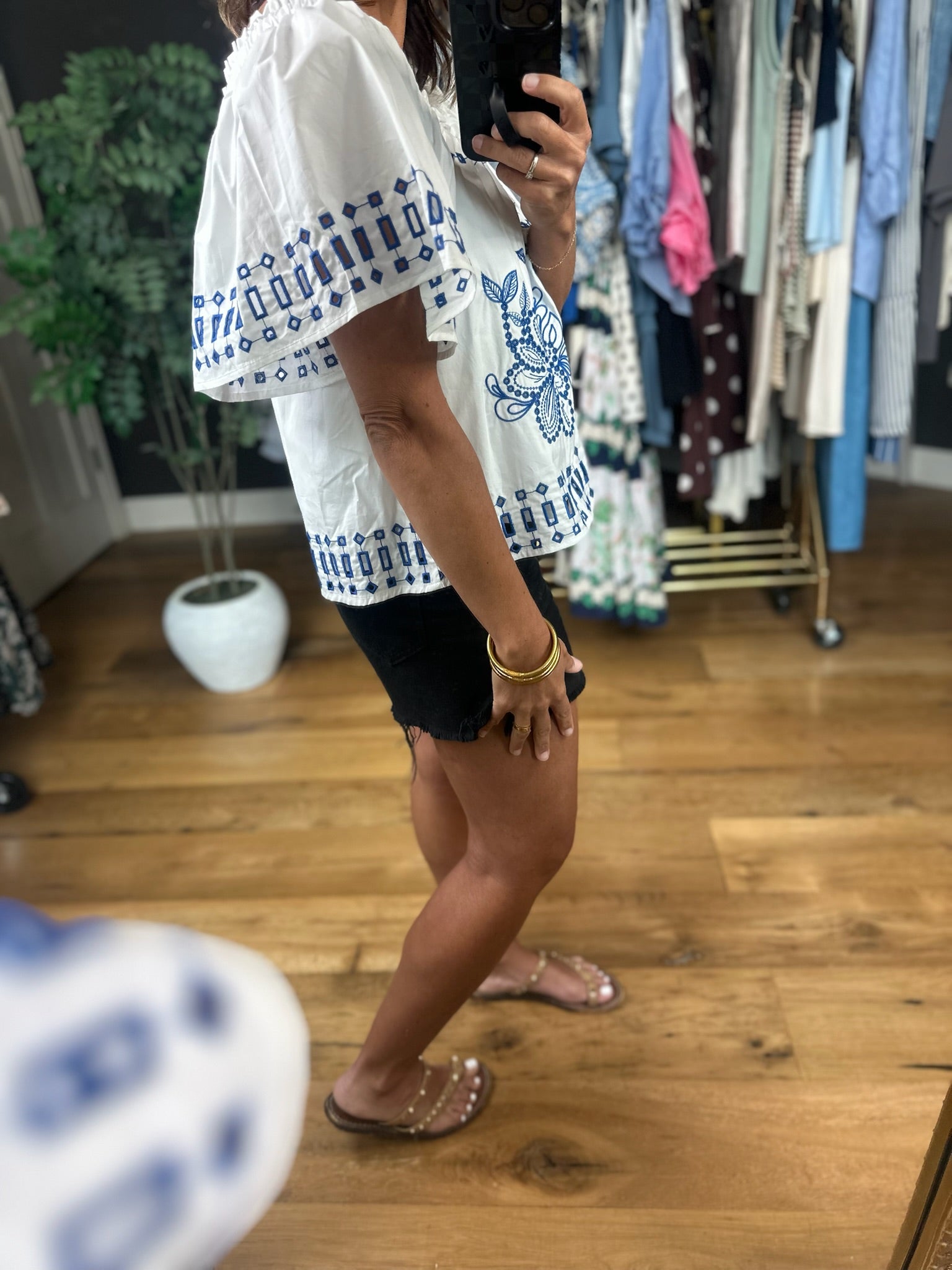 Under Santorini Sun Eyelet Top-Short Sleeves-Fate-Anna Kaytes Boutique, Women's Fashion Boutique in Grinnell, Iowa